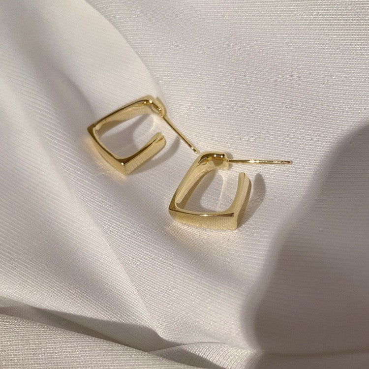 Korean Style Geometric Square Glossy Fashion Trend Stud Earrings