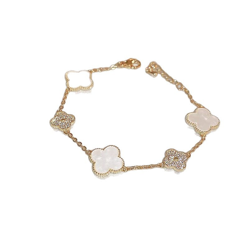 Women's Full Rhinestone Clover Light Luxury High-grade Niche Exquisite Personality Bracelets