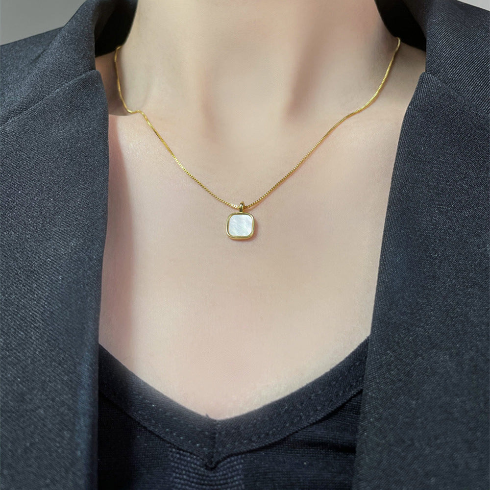 Women's Stainless Steel Style Fashion Personality Square Necklace