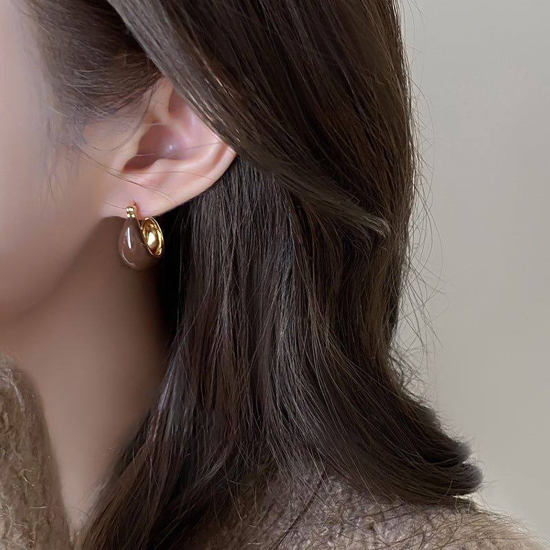 Electroplated Artificial Tigereye Clip Retro Fashion High Sense Light Rings