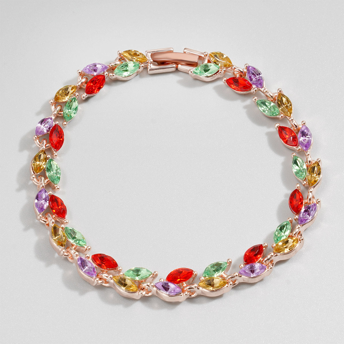 Women's Light Green Zircon Small Willow Leaf Bracelets