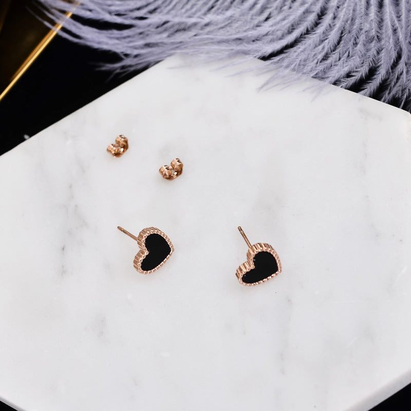 Fashion Red Heart-shaped Ear Female Refined Simple Earrings