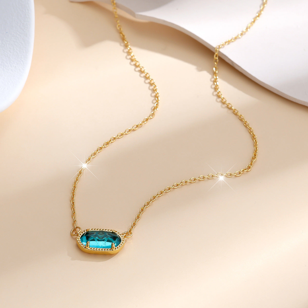 Colorful Birthstone Gold Female Style High-grade Clavicle Chain Necklace