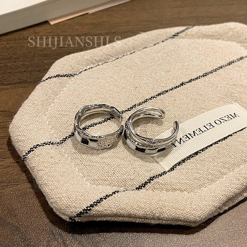 Deep Sweet Cool Chessboard Black White Grid Lazy Rings