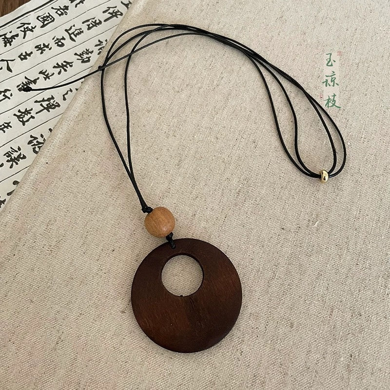 Women's Zen Woven Wooden Long Retro Bohemian Ethnic Style Sweater Necklaces