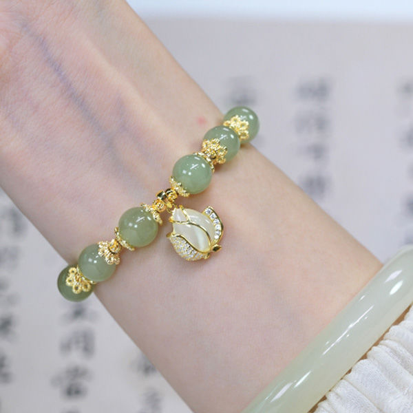 Affordable Luxury Style Imitation Jade High Sense Double Bracelets