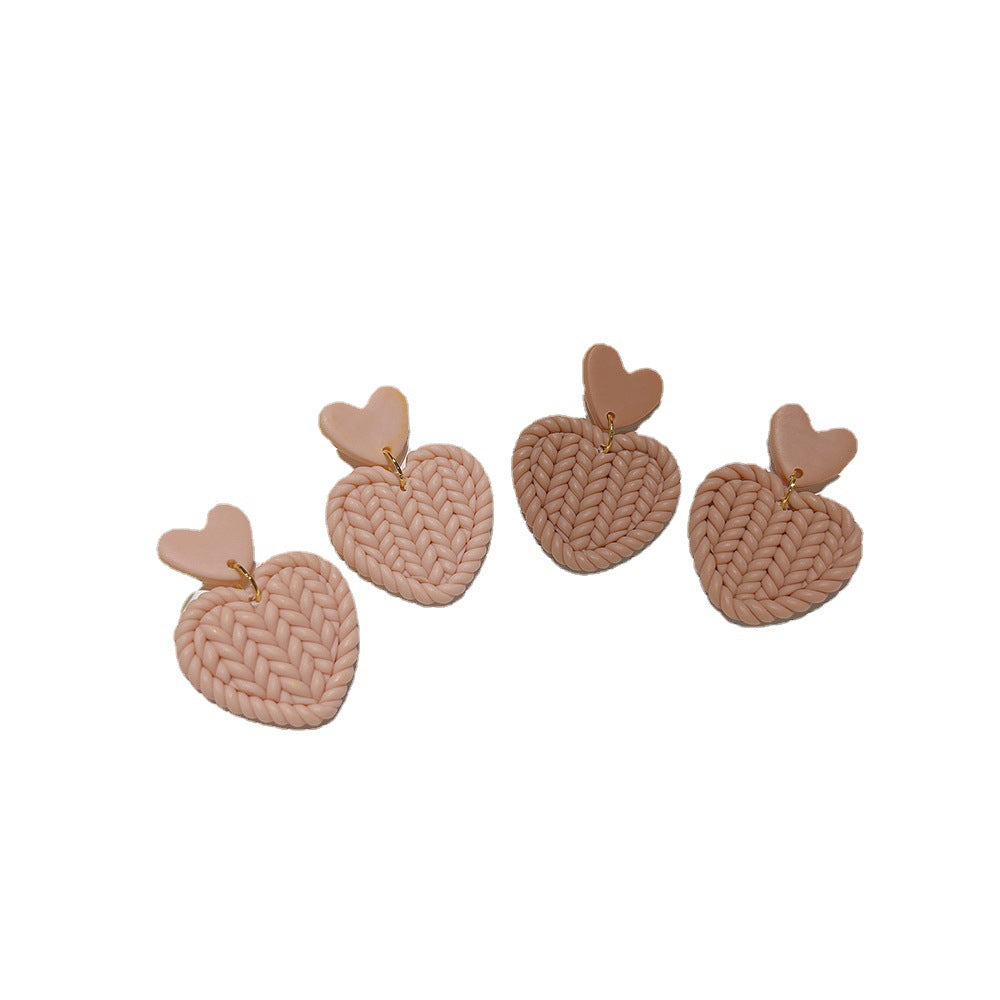 Women's Creative Weaving Polymer Clay French Minority High-grade Stud Earrings
