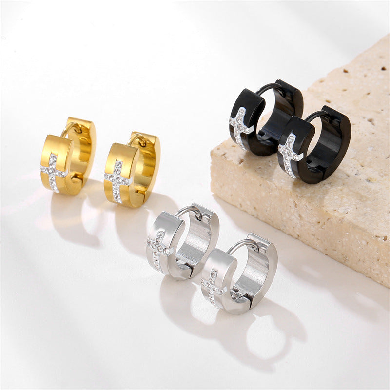 Women's & Men's Creative Carved Cross Light Luxury Clip Trendy Unique High-grade Earrings