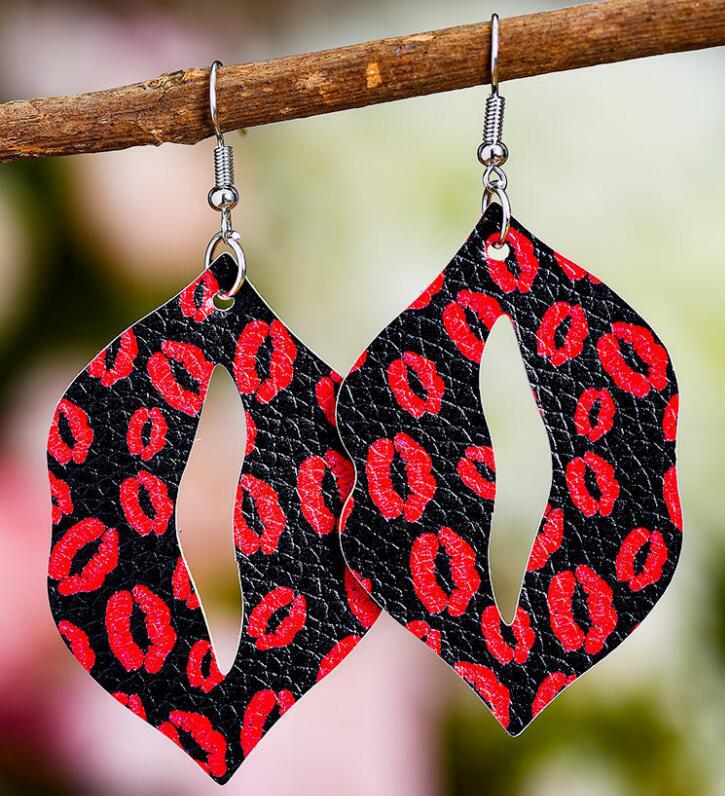 Valentine's Day Water Drop Heart-shaped Red Earrings