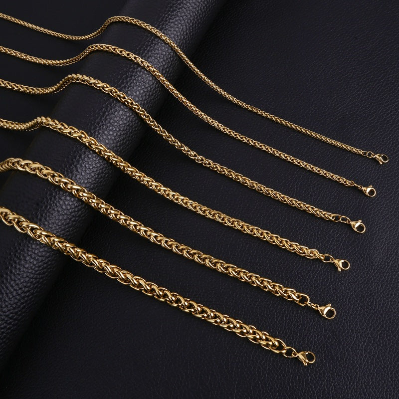 Women's & Men's Cuba Titanium Steel Basket Stainless Clavicle Goods Necklaces
