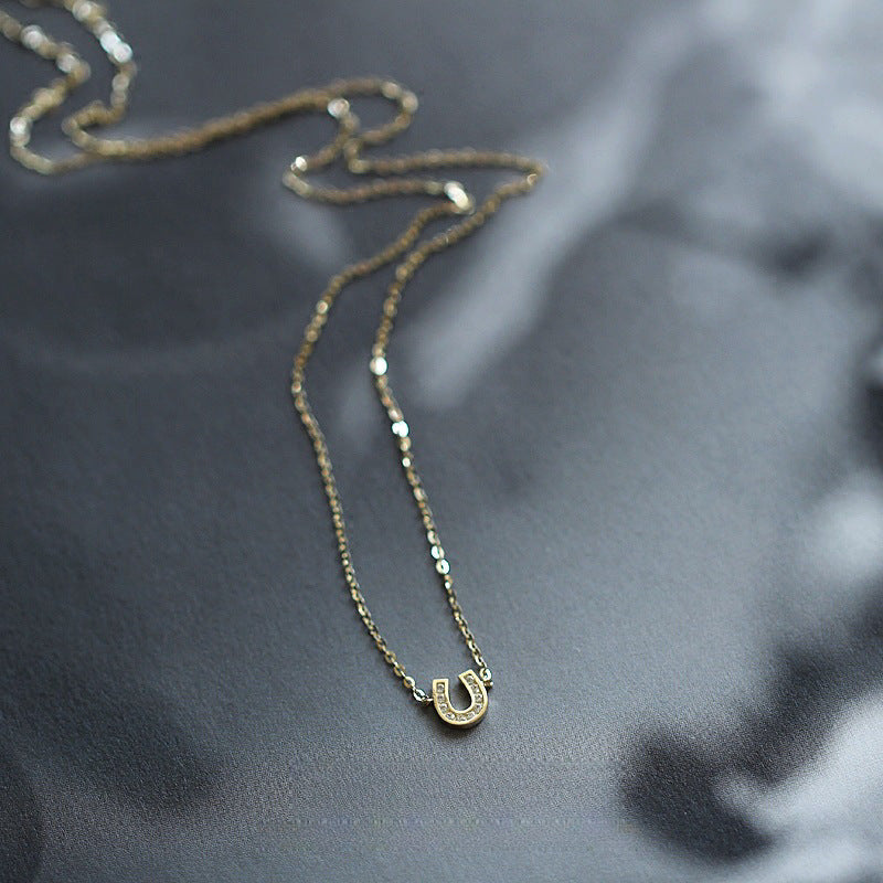 Women's Sterling Sier Gold-plated U-shaped Horseshoe Mini Clavicle Necklaces
