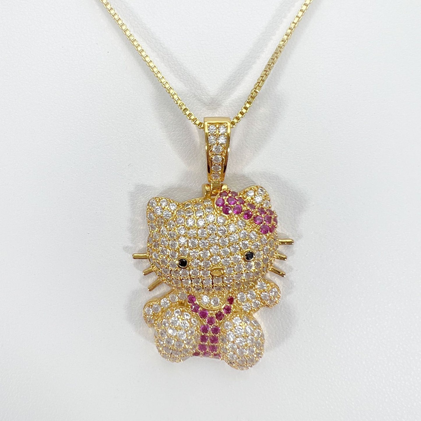 Hop Style Cute Sweet Full Diamond Cat Luxury Pendants