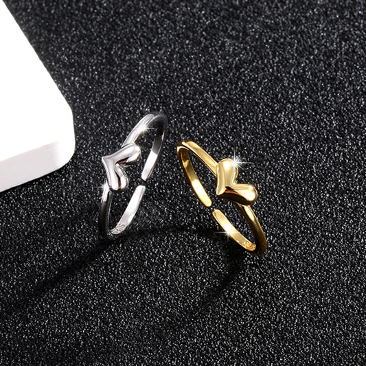 Women's Elegant Glossy Three-dimensional Small Heart Entire Rings