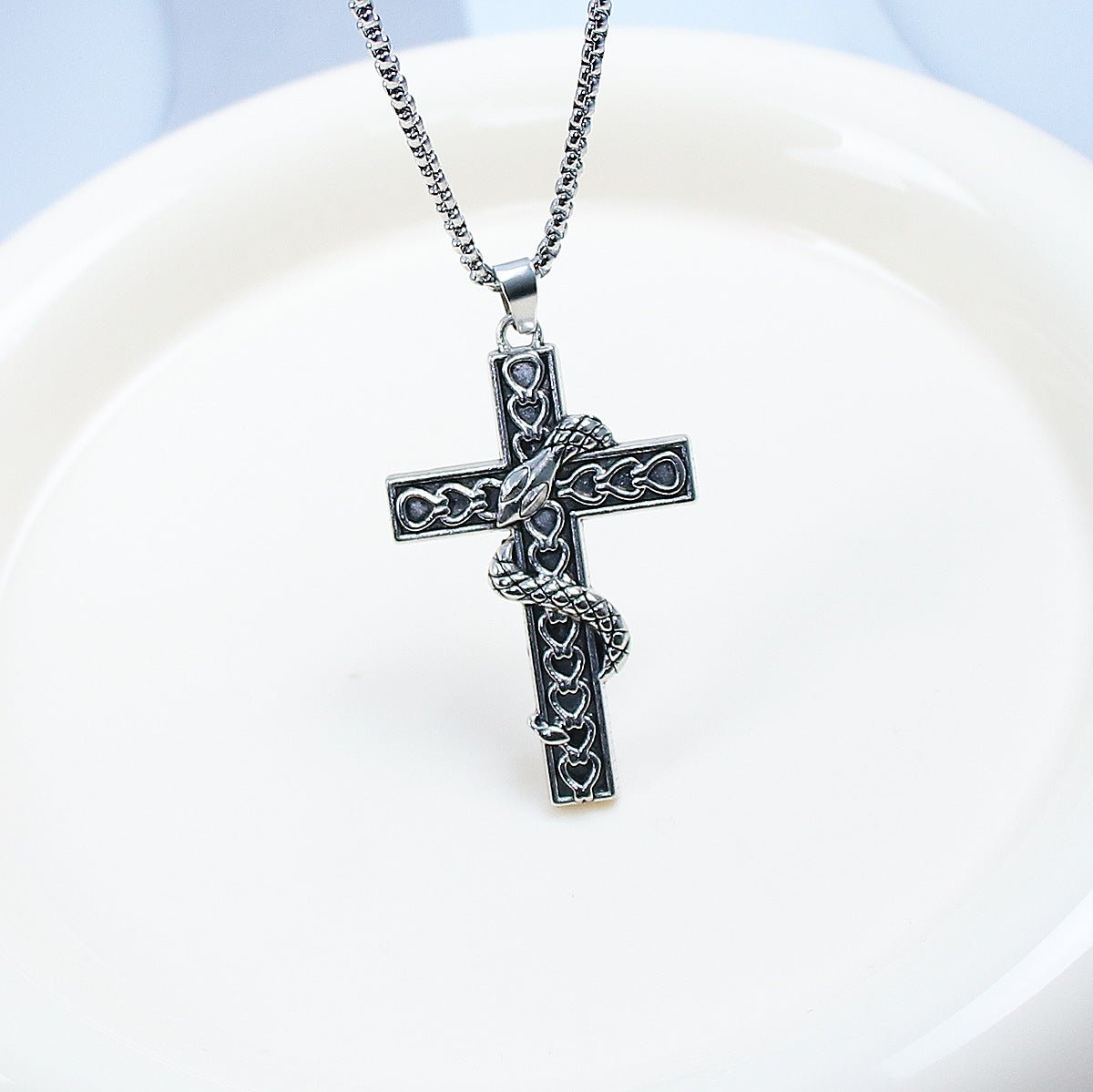 Pearl Cross Versatile Hip Hop Trend Long Necklace