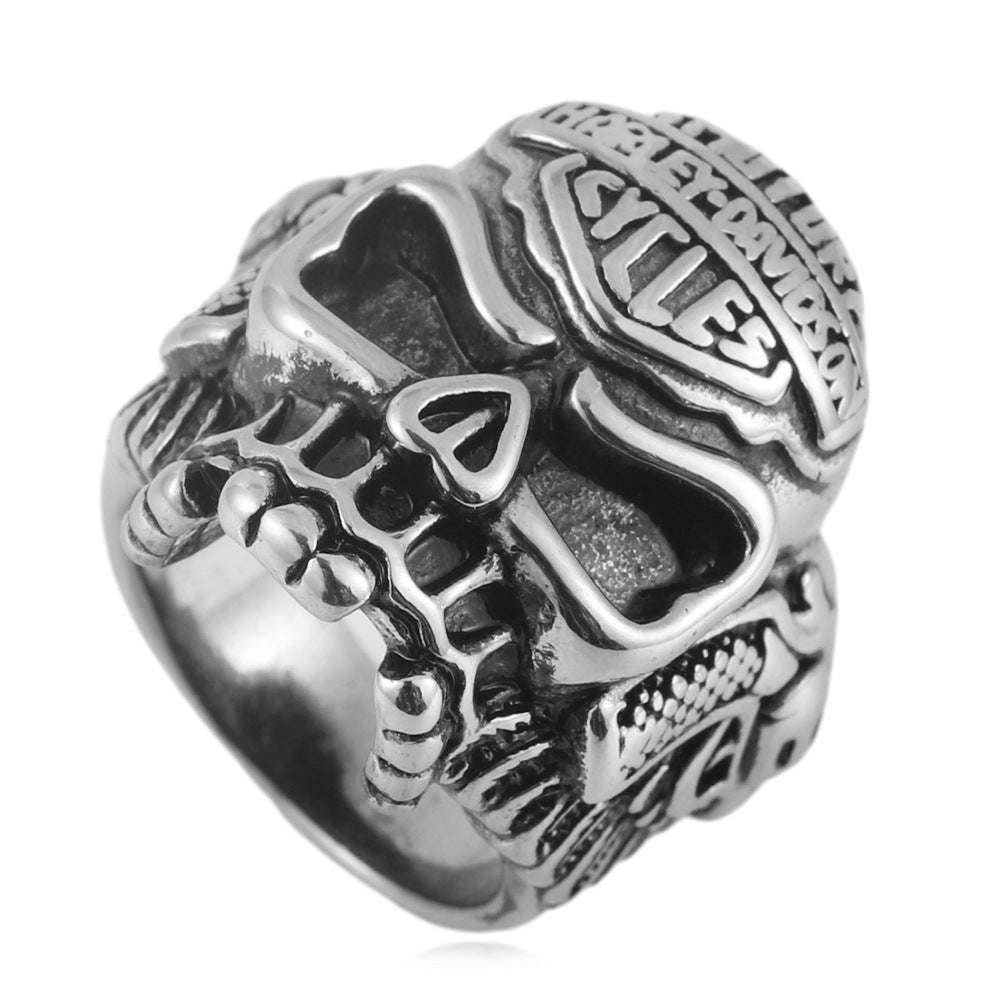Men's Titanium Steel Skull Trendy Personality Punk Vintage Stainless Ring