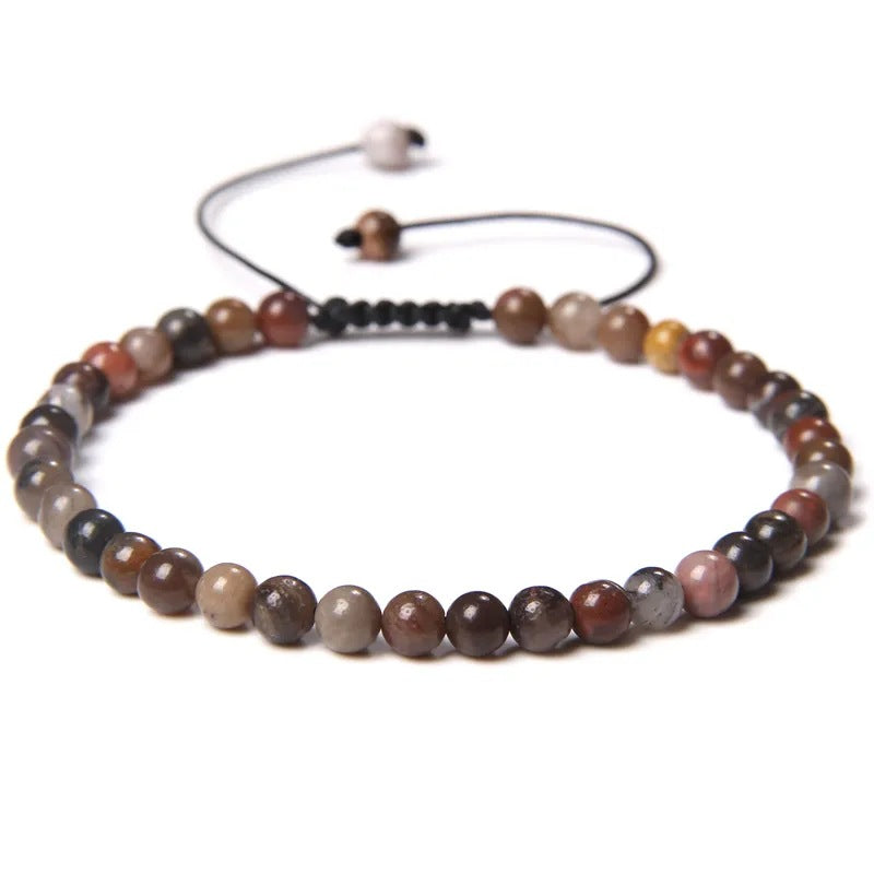 Agate Stone Braided Adjustable Gemstone Beads Bracelet