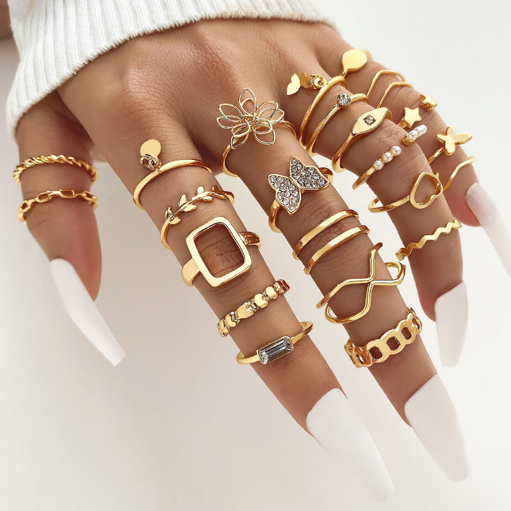 Creative Personality Geometry Metallic Twin Knuckle Ring