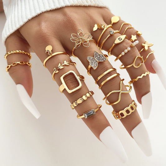 Creative Personality Geometry Metallic Twin Knuckle Ring