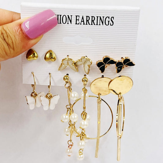 Women's Inlaid Pearl Creative French Retro Gold Ear Stud Earrings