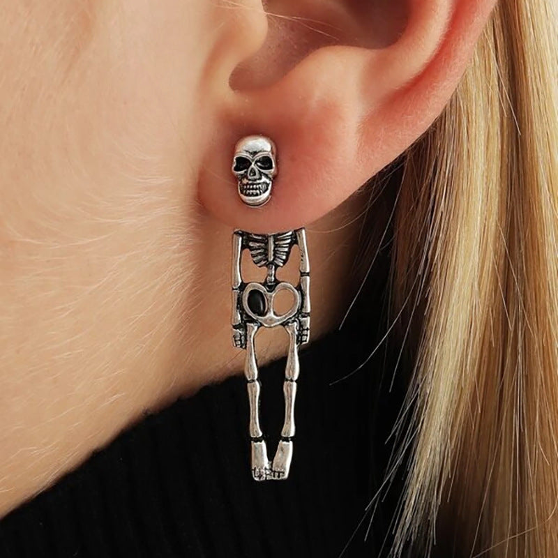 Hop Skull Human Skeleton Halloween Funny Earrings