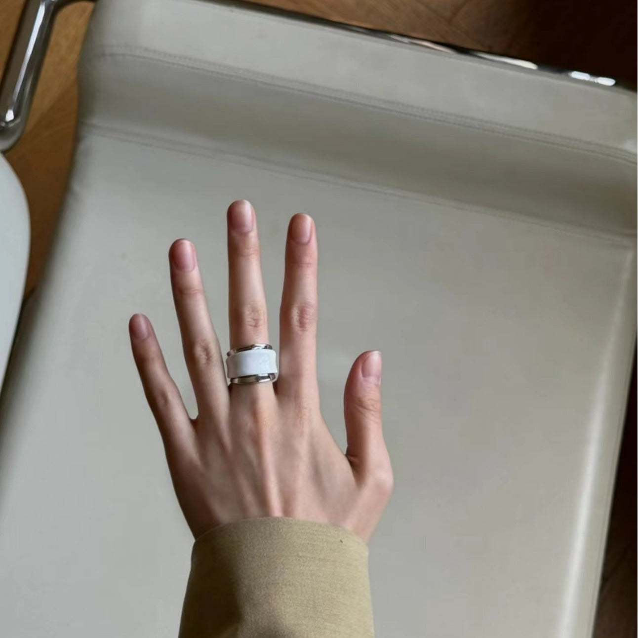 White Chocolate Enamel Drip Glazed Female Senior Light Rings