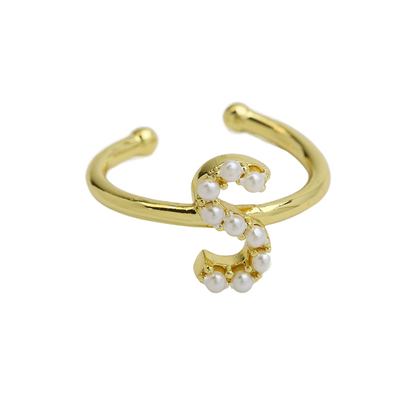 Women's Xi Brass Pearl English Letters Open Rings