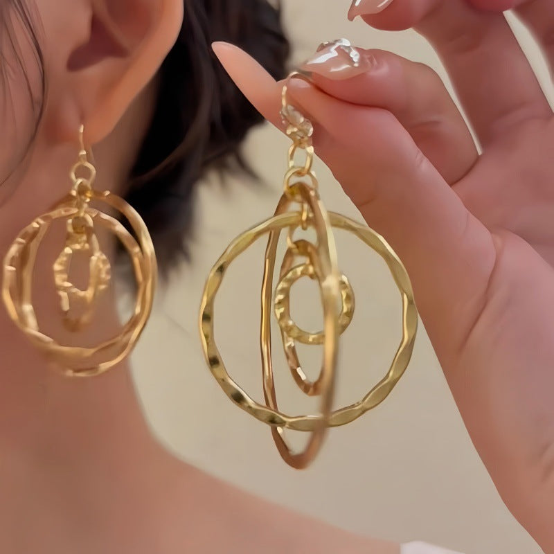 Round Thread Eardrop Female Cold Style Cool Sister Series Earrings
