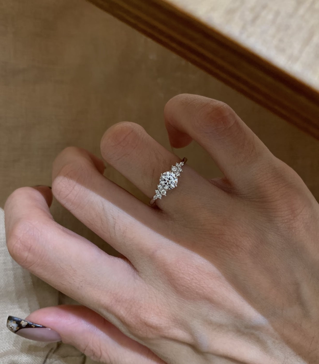 Women's Round Diamond Open-end Zircon Korean Style Cool Feeling Exquisite Fine Ring