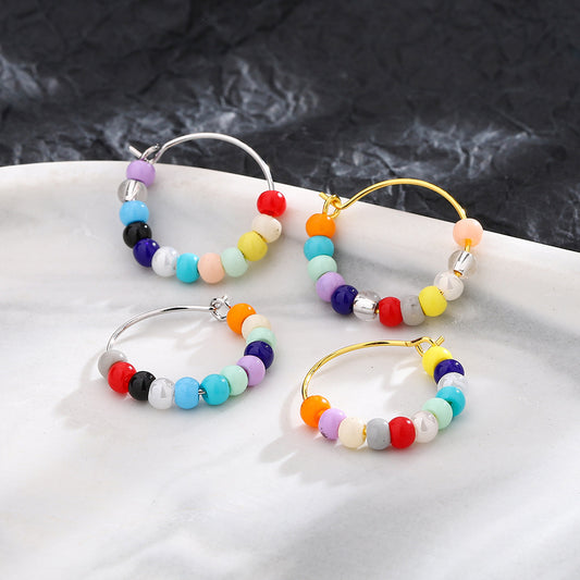 Contrast Color Beaded Ear French Personality Earrings