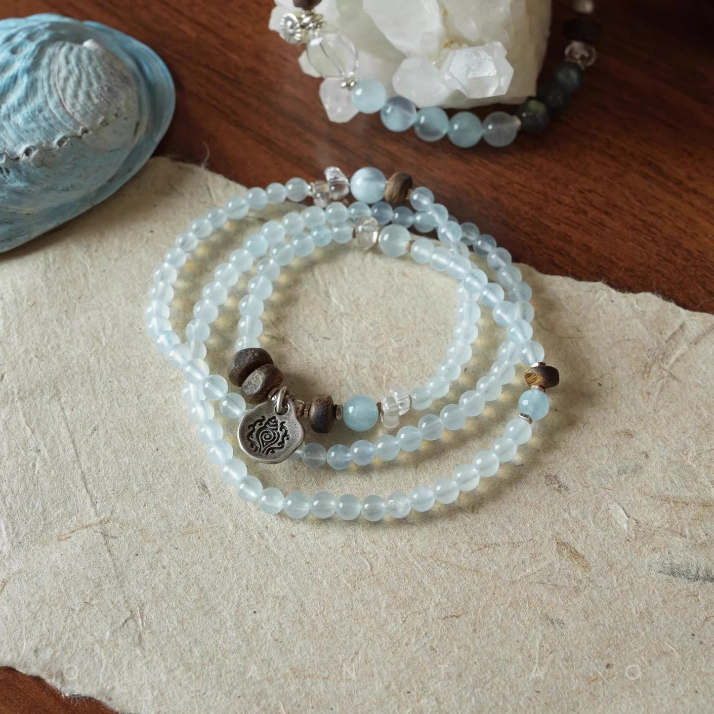 Women's Morning Natural Aquamarine Crystal Good Luck Bracelets