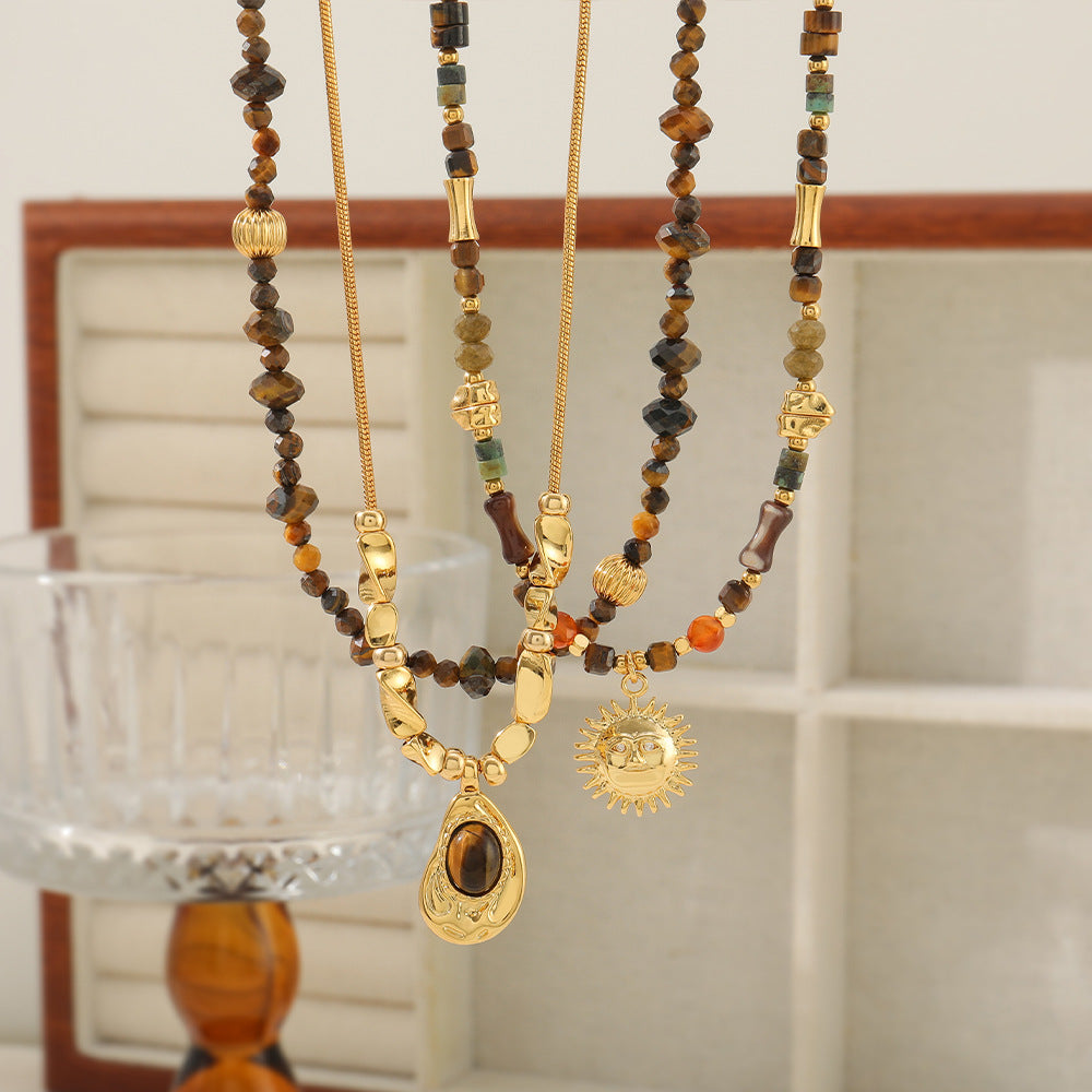 Vintage Style Natural Stone Handmade Beaded Necklaces