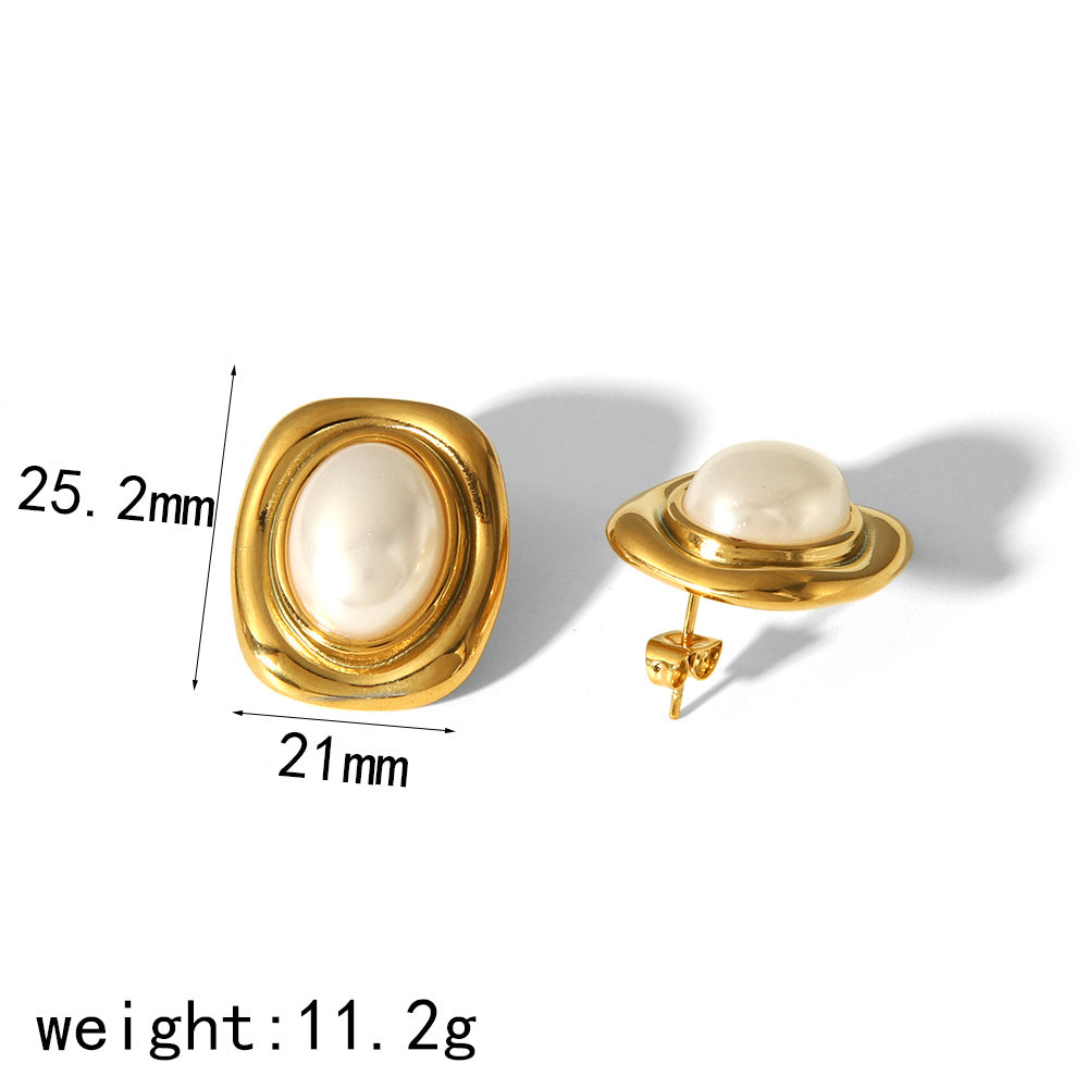 Women's French Style Retro Elegant Titanium Steel Ear Earrings