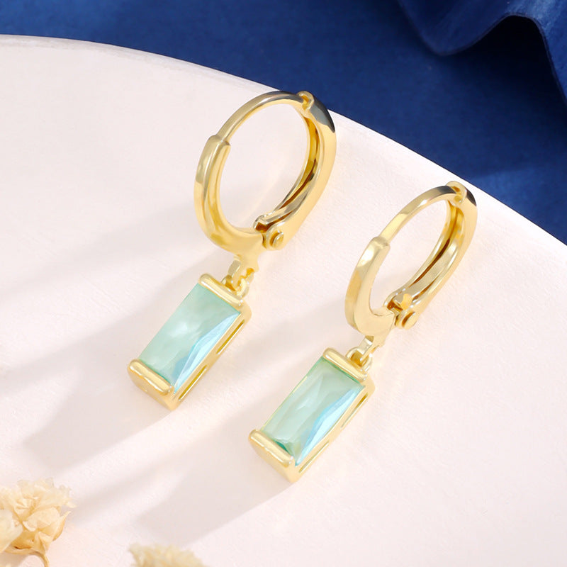 Design Colorful Zircon Ear Xi Birthstones Stud Earrings