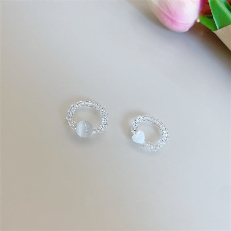 Women's Hand-woven Transparent Flower Cold Sweet Fresh Rings