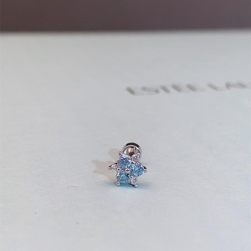 Women's Pa Green Zirconium Umbilicaria Bone Nail Collection Zircon Four-leaf Flower Stud Earrings