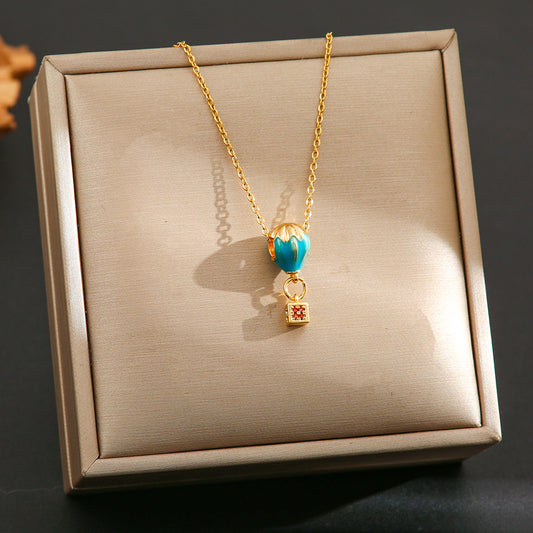 Air Balloon Epoxy Titanium Steel Clavicle Chain Personalized Necklaces