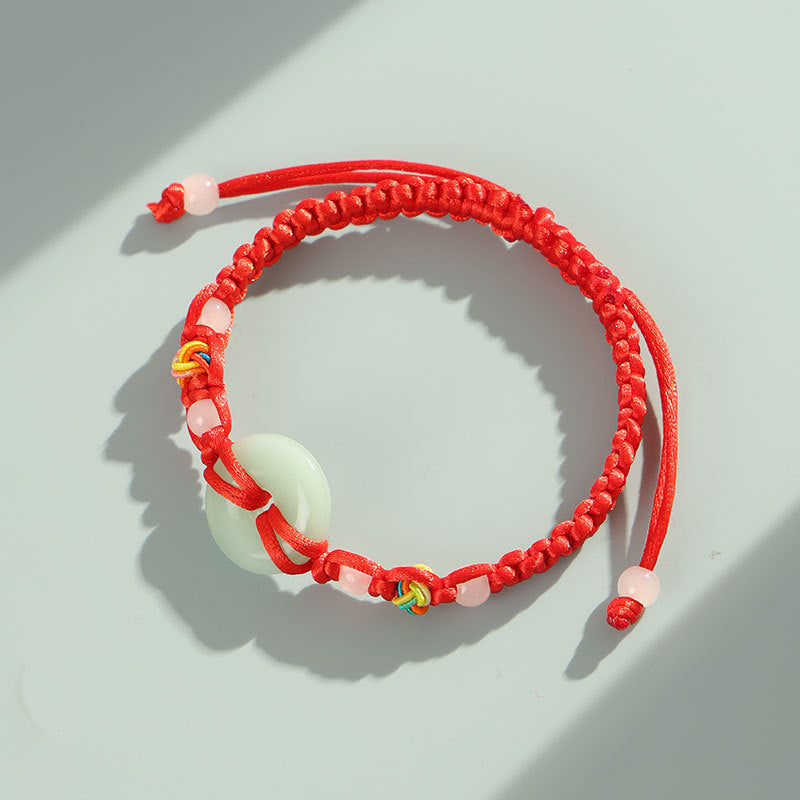 Women's & Men's Jade Peace Buckle Hand-woven Couple Stall Hand Bracelets