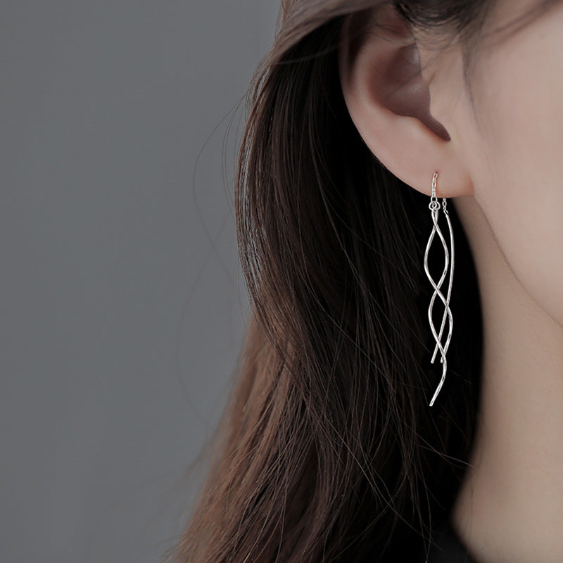 Women's Line Long Ear Simple Style Round Face Tassel Summer High-grade Earrings