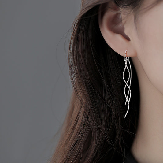 Women's Line Long Ear Simple Style Round Face Tassel Summer High-grade Earrings