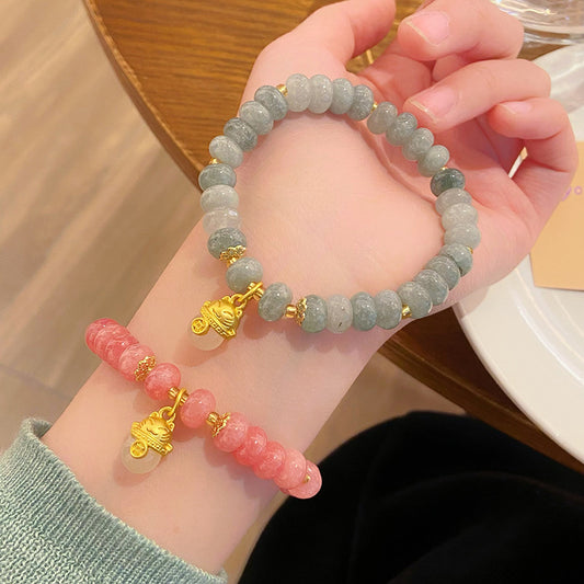 Fresh Optimized Gray Jade Cute Lucky Cat Bracelet