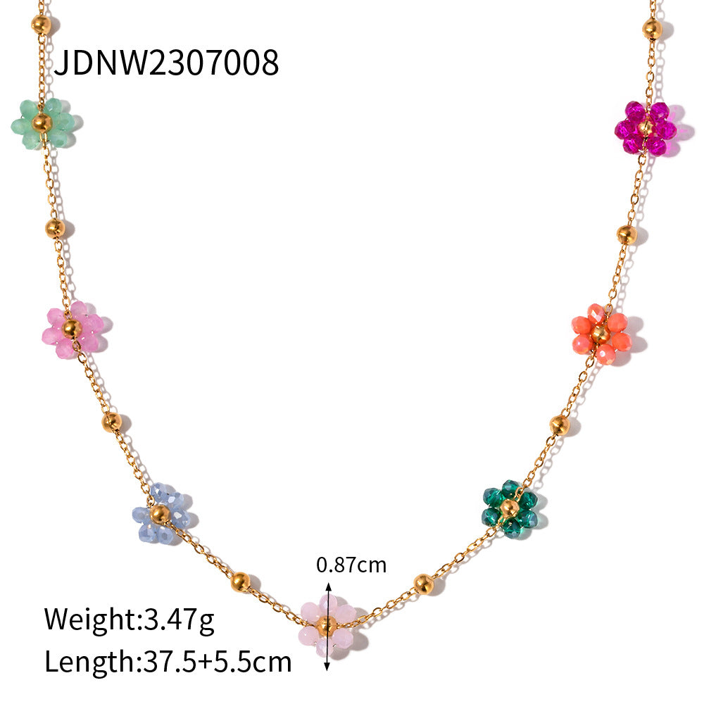 Women's Design Stainless Steel Handmade Colored Flowers Bracelets