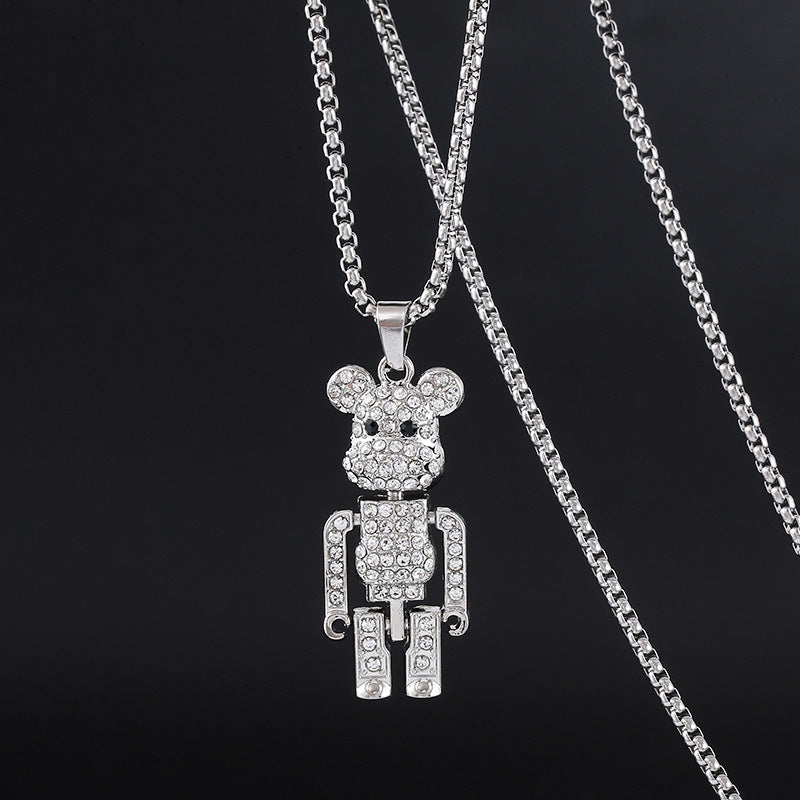 Full Diamond Violent Bear Long Female Simple Personality Necklaces