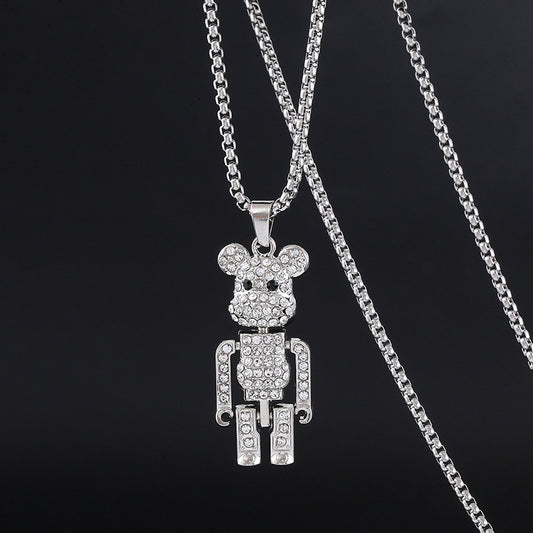 Full Diamond Violent Bear Long Female Simple Personality Necklaces