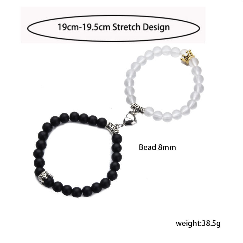 Powder Jade Love Magnetic Buckle Couple Bracelets