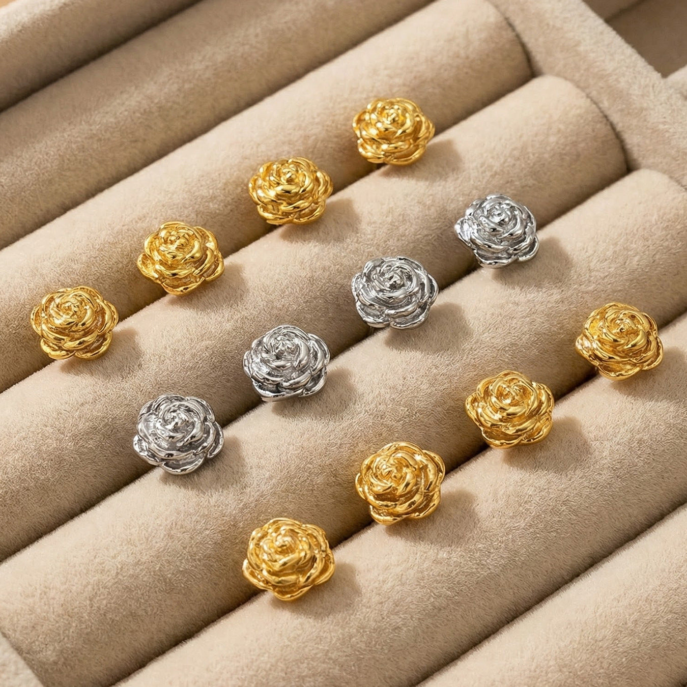 French Style Niche Flower Light Luxury Stainless Steel Gold-plated Fashion Earrings
