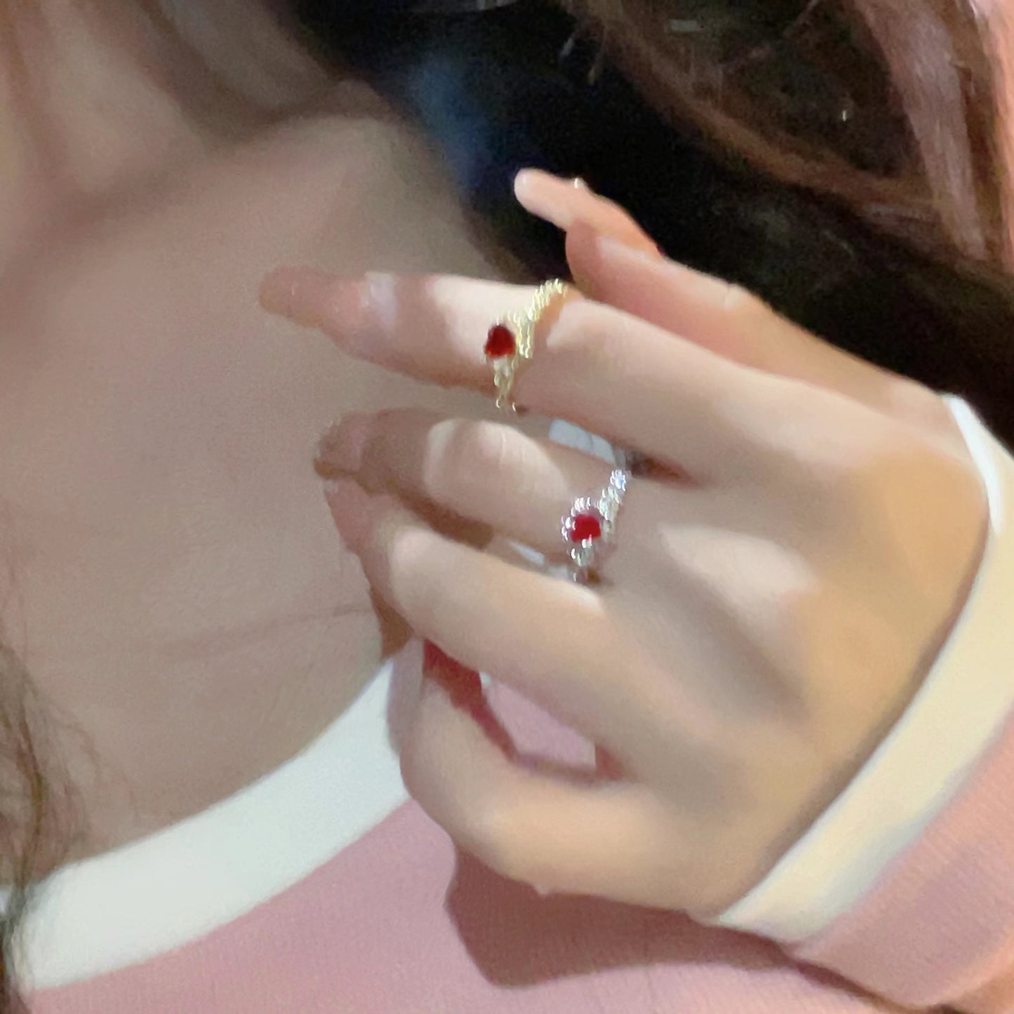 Light Luxury Minority Fashion Inlaid Zircon Opening Ring