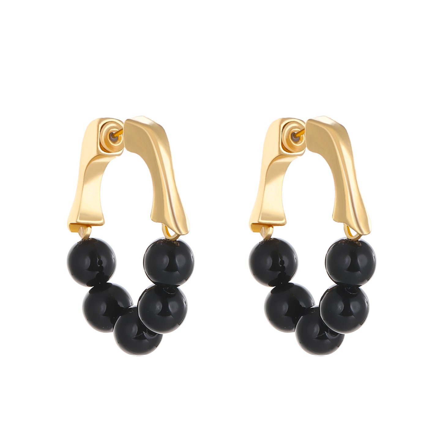 French Retro Green Design Cold Style Ball Bead Ear Buckle