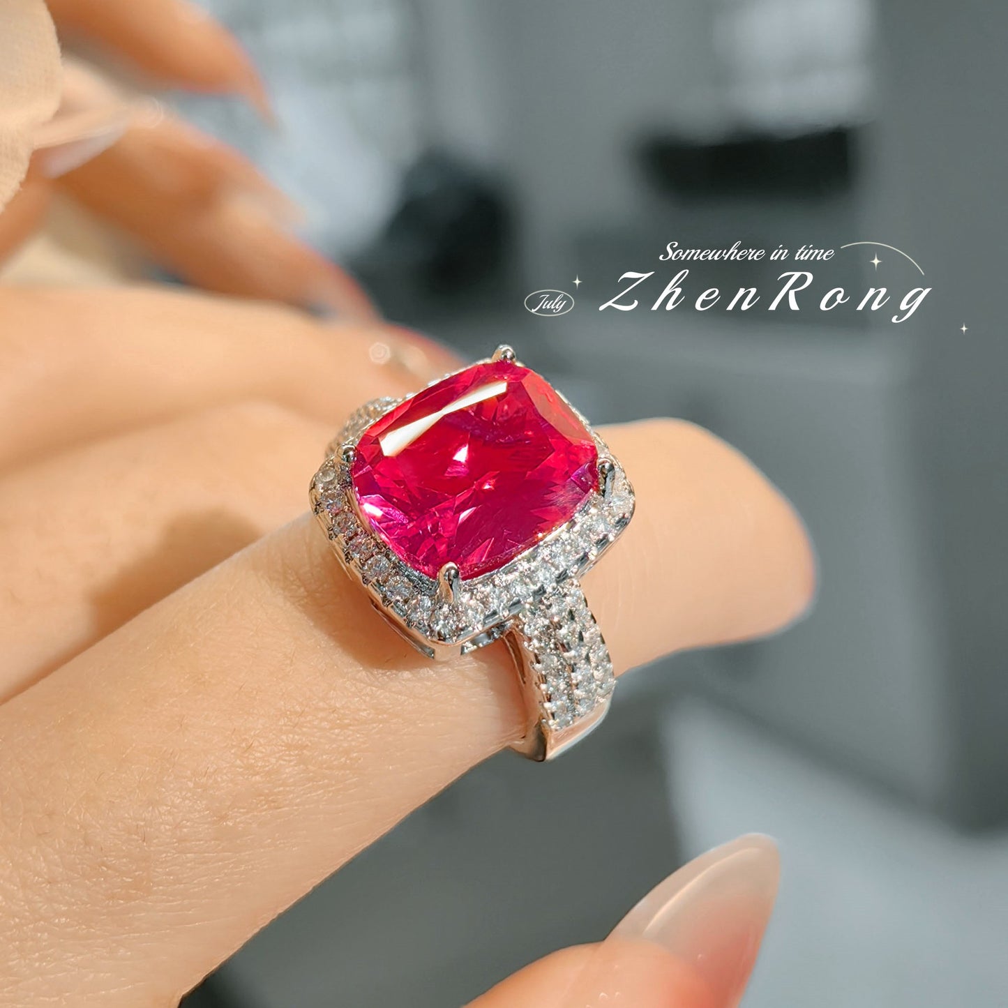 Women's Cultivation Ruby Vintage Pillow-shaped Fat Rectangular Rings