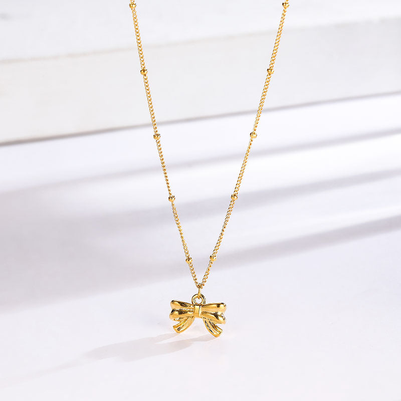 Design Niche Gold-plated Bow Female Clavicle Chain Necklace
