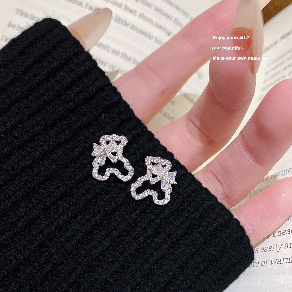 Women's Tie Bear Sweet Cute Temperament Simple High Sense Earrings